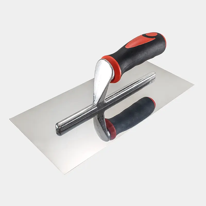 Red and black plastic handle carbon steel trowel