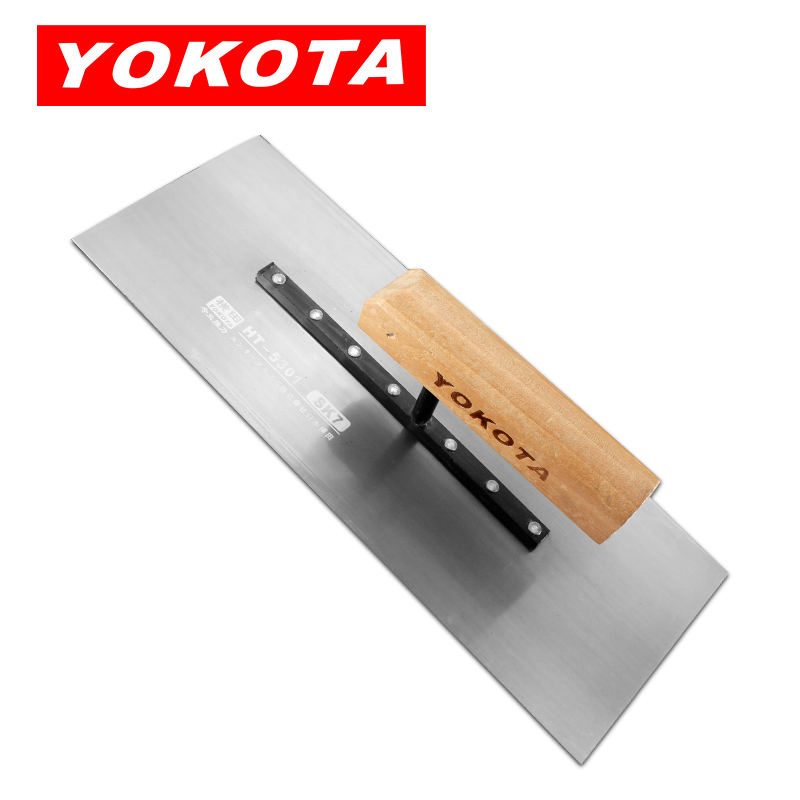 Yokota Model 5301 Carbon Steel Japanese Style Plastering Trowel with Wooden Handle