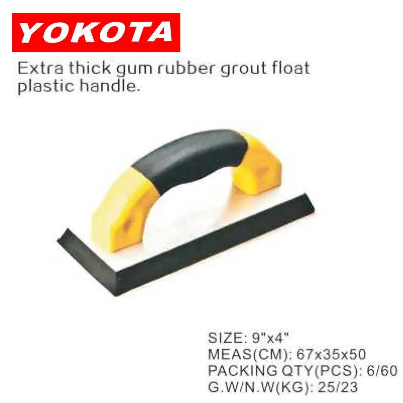 Extra thick gum rubber grout float black and yellow plastic handle