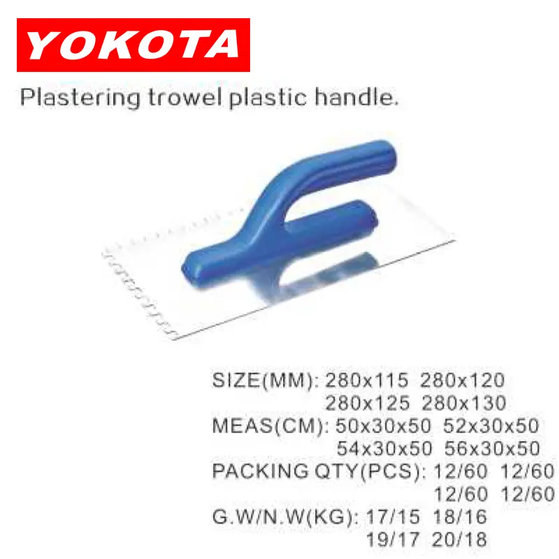 280×115 notched Plastering trowel with blue plastic handle