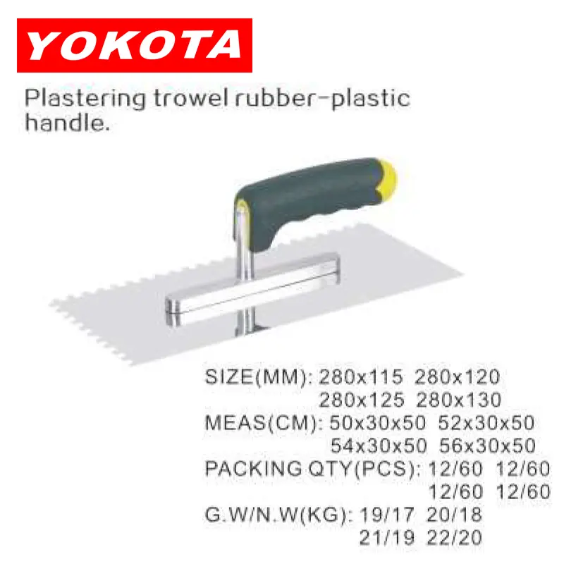 Notched 280×115 Plastering trowel with dark green rubber-plastic handle