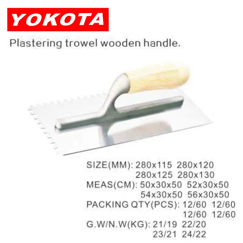 280×130 Notched Plastering trowel large wooden handle