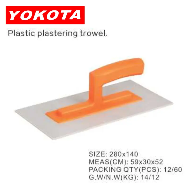 Trowel with plastic base and orange handle
