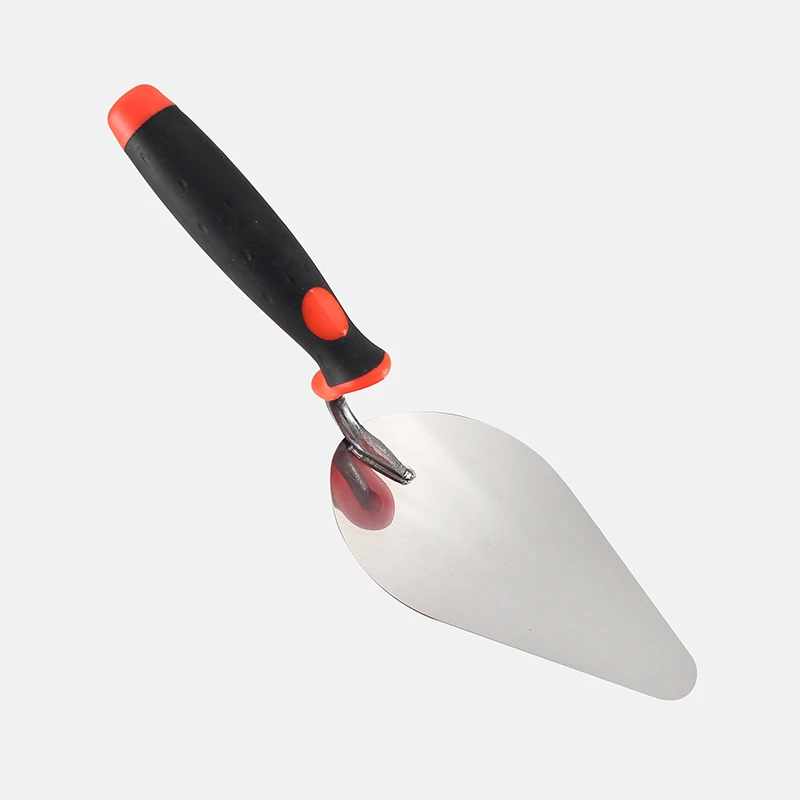 Black and red plastic handle pointed bricklaying knife