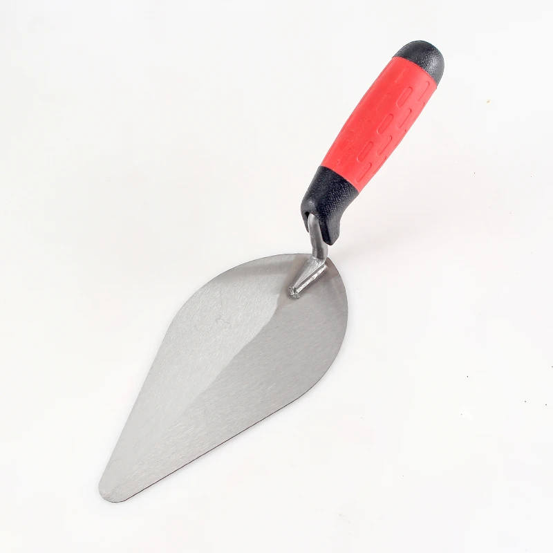 Bricklaying knife with red and black plastic handle