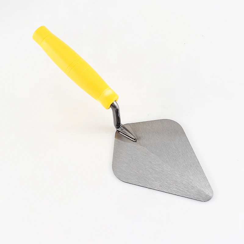 Carbon steel bricklaying knife with yellow plastic handle
