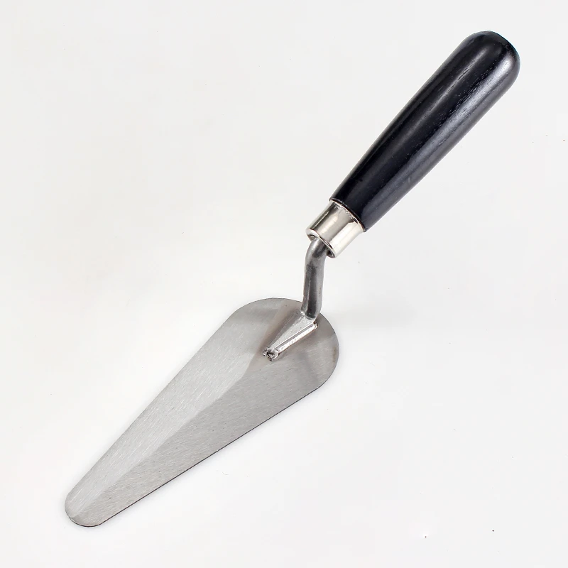 Small bricklaying knife with black wooden handle