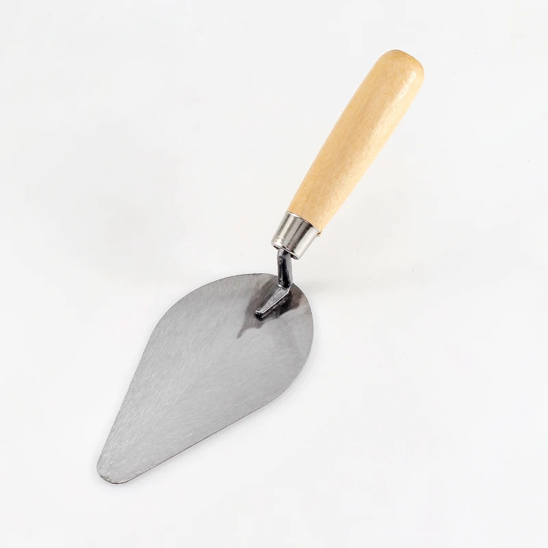 Smooth bottom bricklaying knife with wooden handle