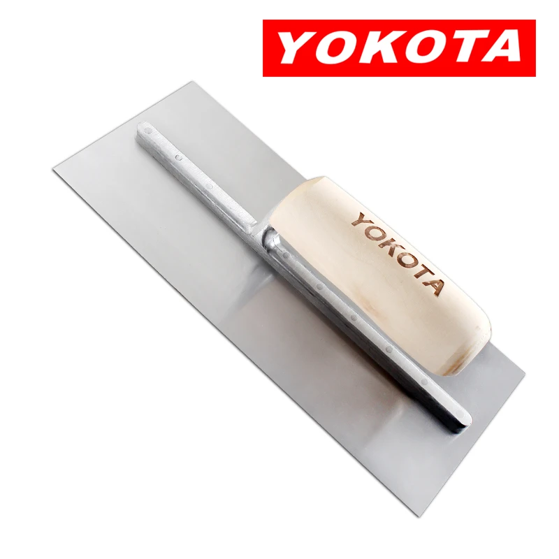 Yokota 28cm wooden handle carbon steel flat head trowel