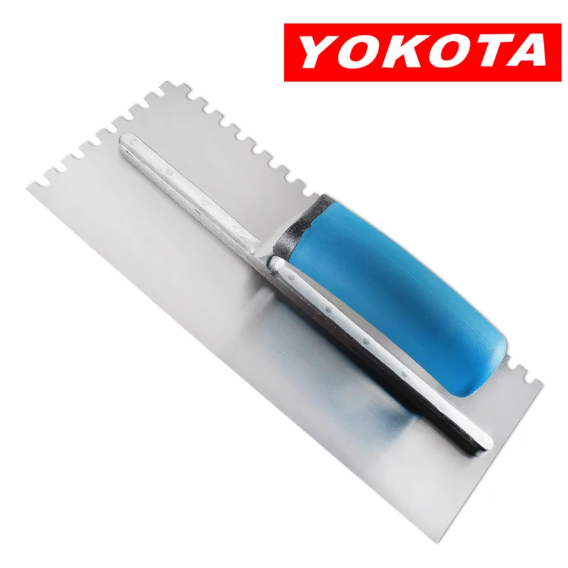 Yokota blue plastic handle U-shaped serrated trowel