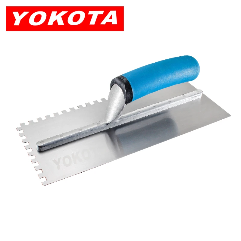 Yokota blue plastic handle square tooth trowel