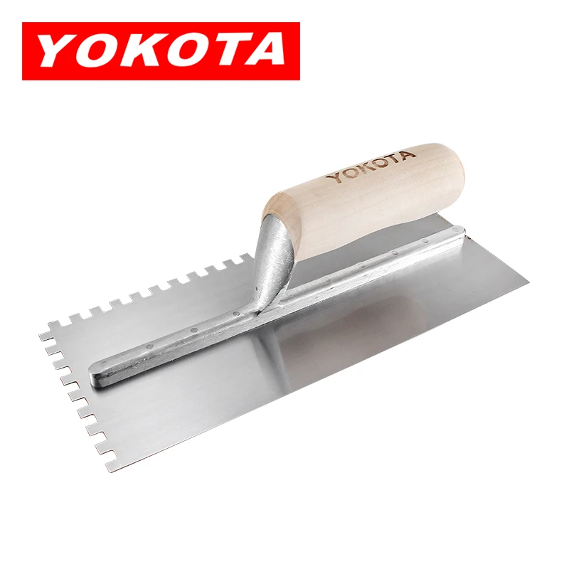 Yokota wooden handle square tooth trowel